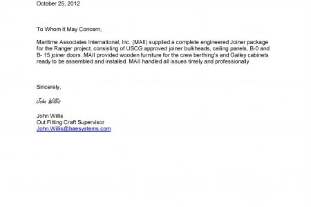 BAE REFERENCE LETTER JACKSONVILLE FLA.